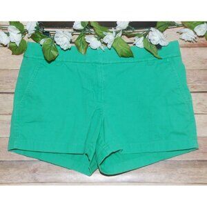 J Crew Shorts Womens Size 8 Green Flat Chino Cotton Casual 3" Inseam 34" Waist